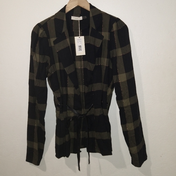 NWT RAMY BROOK Ina Puff Sleeve Olive Belted Jacket - Picture 4 of 8